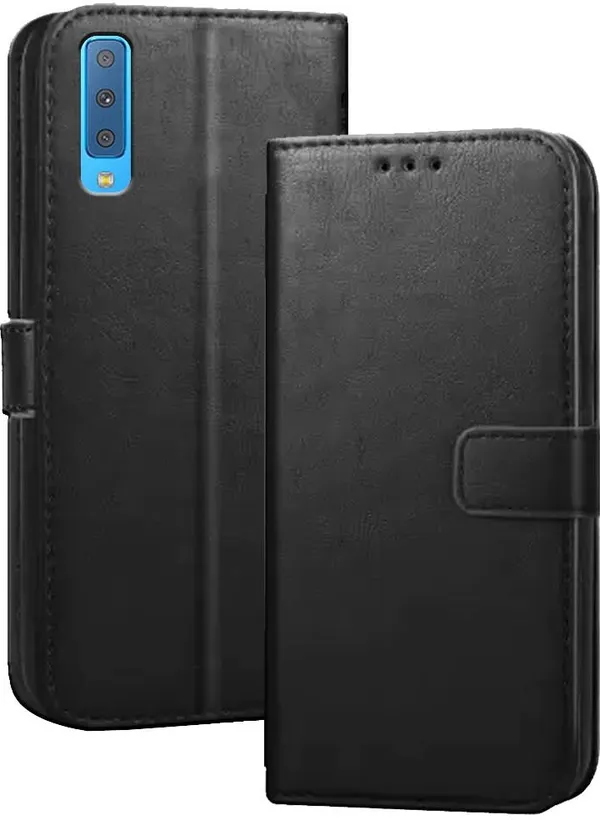 Black_Artificial_Leather_Samsung_Galaxy_A7_2018_Edition_Flip_Cover