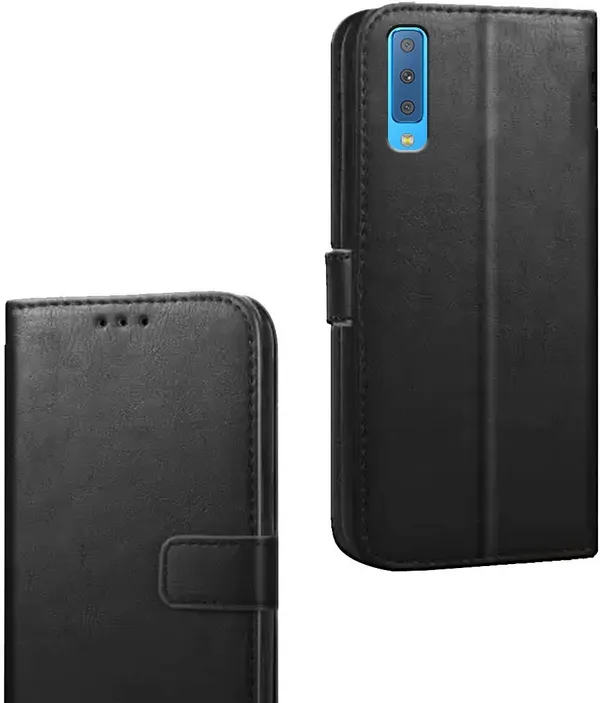 Black_Artificial_Leather_Samsung_Galaxy_A7_2018_Edition_Flip_Cover