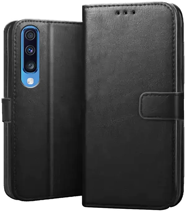 Black_Leather_Samsung_Galaxy_A70_Flip_Cover