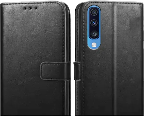 Black_Leather_Samsung_Galaxy_A70_Flip_Cover