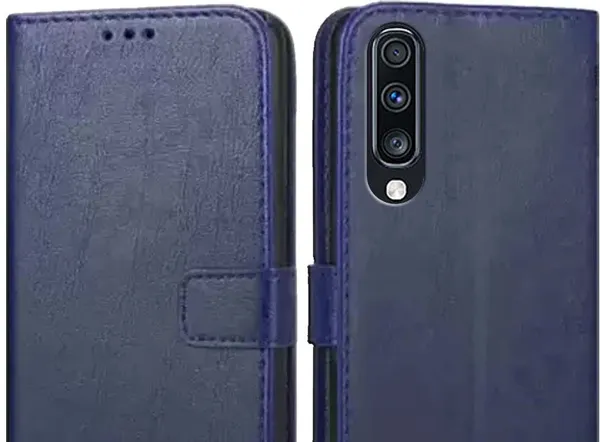 Blue_Leather_Samsung_Galaxy_A70_Flip_Cover
