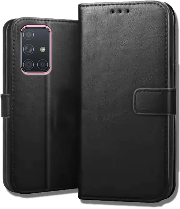 Black_Leather_Samsung_Galaxy_A71_Flip_Cover