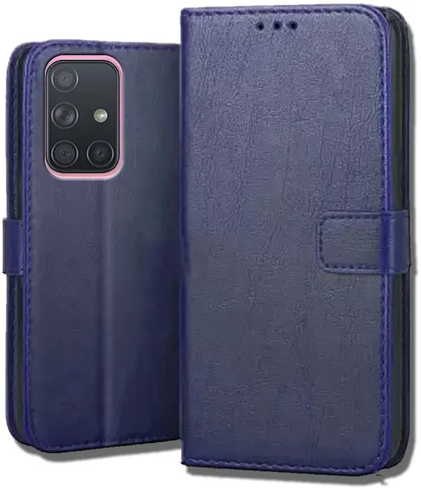 Blue_Leather_Samsung_Galaxy_A71_Flip_Cover
