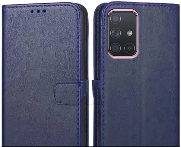 Blue_Leather_Samsung_Galaxy_A71_Flip_Cover