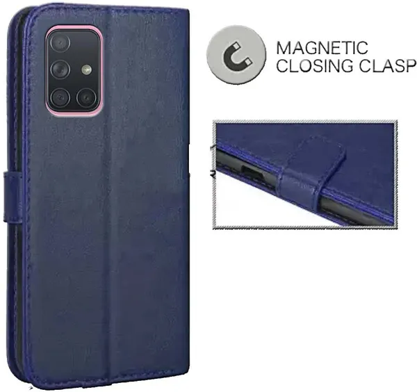 Blue_Leather_Samsung_Galaxy_A71_Flip_Cover
