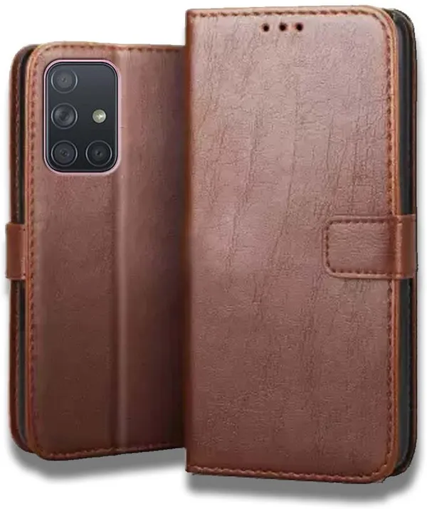 Brown_Leather_Samsung_Galaxy_A71_Flip_Cover