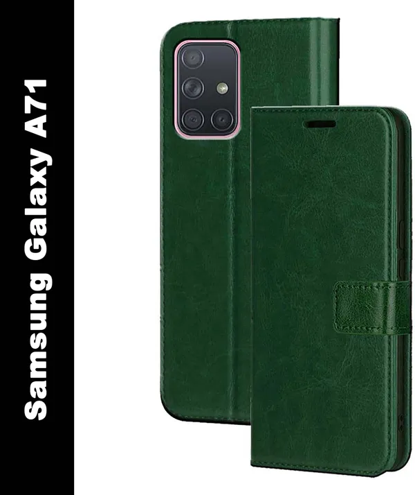 Green_Artificial_Leather_Samsung_Galaxy_A71_Flip_Cover