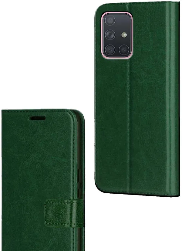 Green_Artificial_Leather_Samsung_Galaxy_A71_Flip_Cover