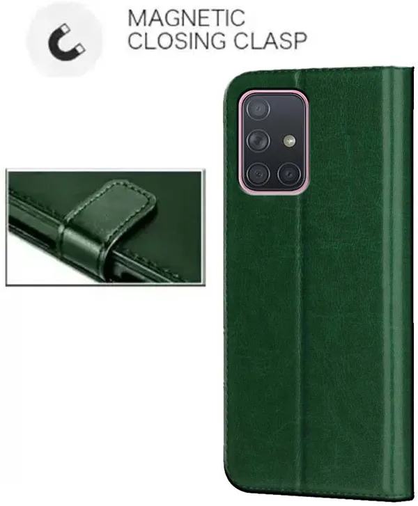 Green_Artificial_Leather_Samsung_Galaxy_A71_Flip_Cover