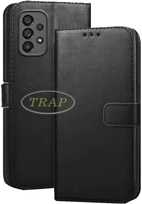 Black_Artificial_Leather_Samsung_A73_5G_Back_Cover