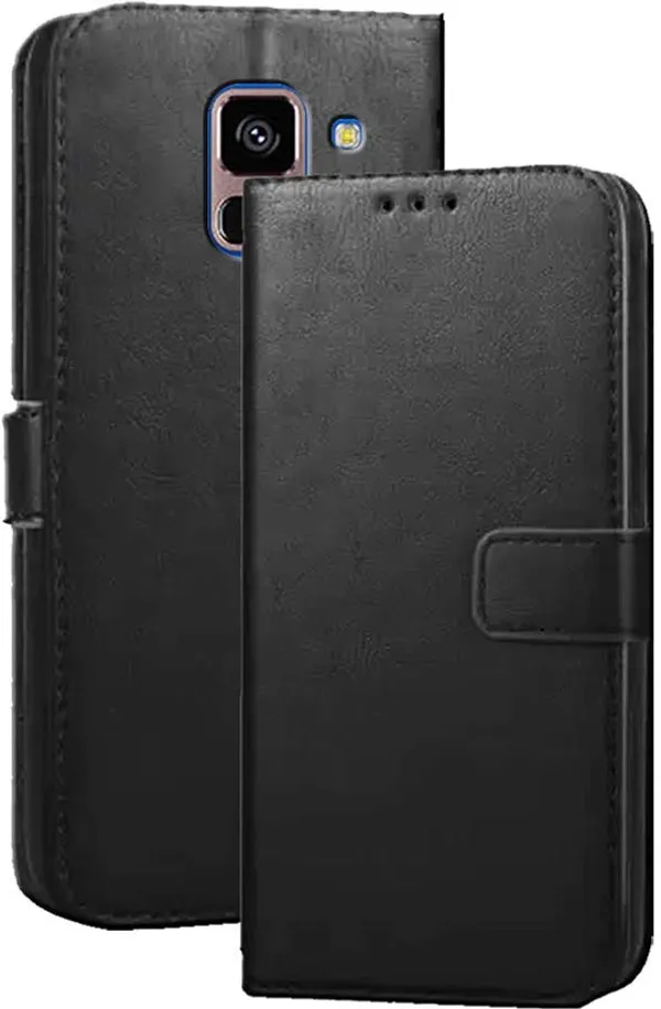 Black_Artificial_Leather_Samsung_Galaxy_A8_Plus_Flip_Cover