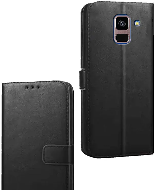 Black_Artificial_Leather_Samsung_Galaxy_A8_Plus_Flip_Cover