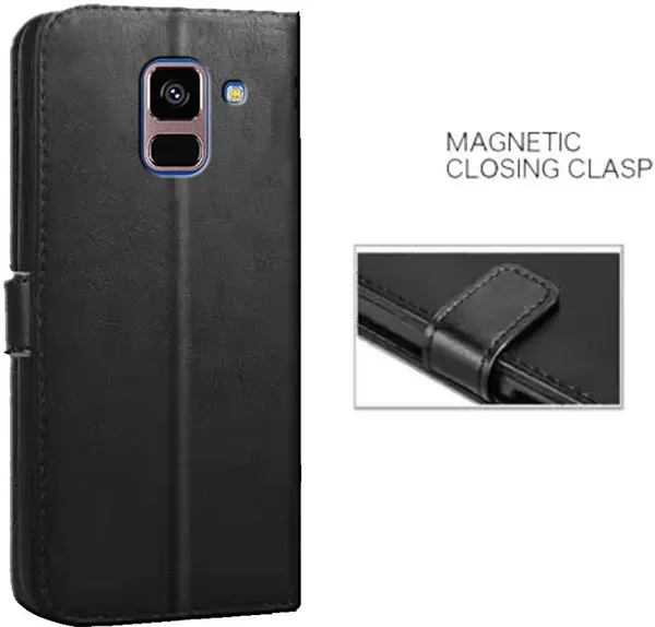 Black_Artificial_Leather_Samsung_Galaxy_A8_Plus_Flip_Cover