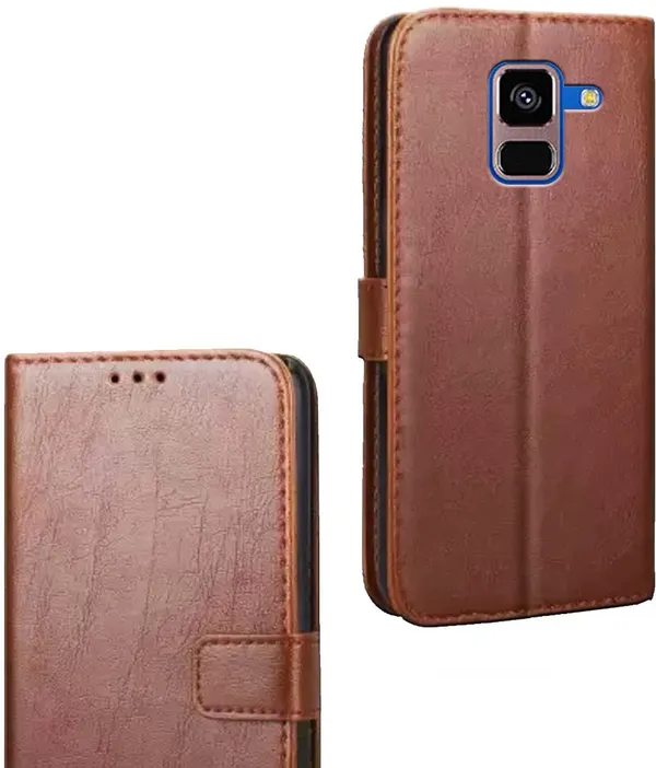 Brown_Artificial_Leather_Samsung_Galaxy_A8_Plus_Flip_Cover