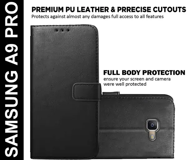 Black_Artificial_Leather_Samsung_A9_Pro_Back_Cover