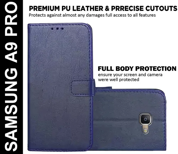Blue_Artificial_Leather_Samsung_A9_Pro_Back_Cover