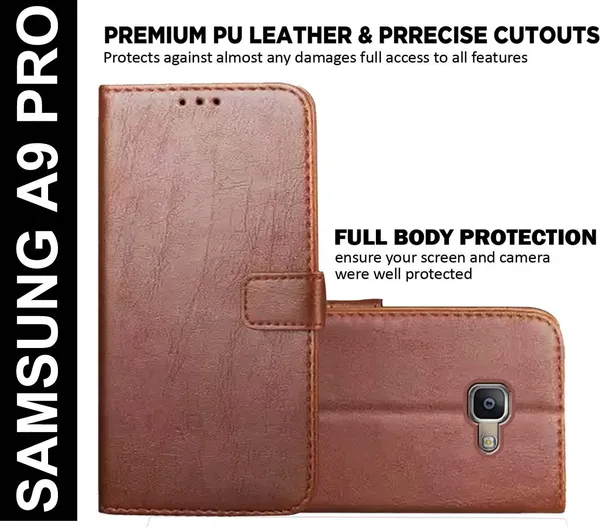 Brown_Artificial_Leather_Samsung_A9_Pro_Back_Cover