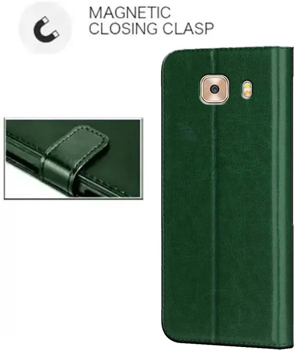 Green_Artificial_Leather_Samsung_Galaxy_C7_Pro_Flip_Cover