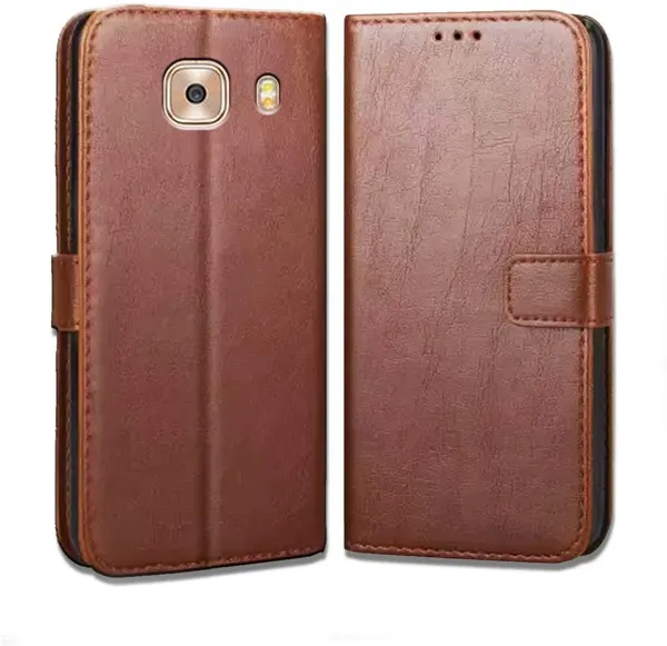 Brown_Artificial_Leather_Samsung_Galaxy_C9_Pro_Flip_Cover