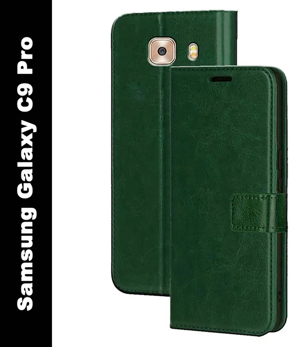 Green_Artificial_Leather_Samsung_Galaxy_C9_Pro_Flip_Cover