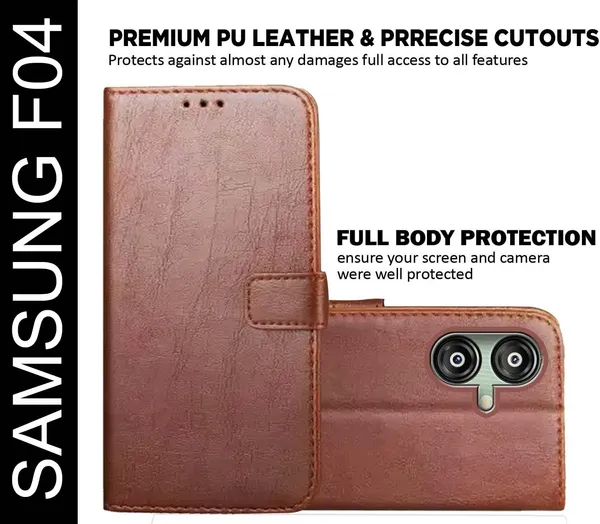Brown_Artificial_Leather_Samsung_F04_Back_Cover