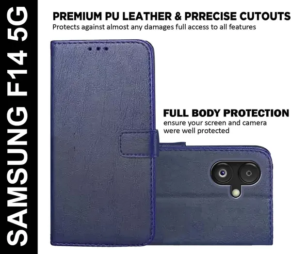 Blue_Artificial_Leather_Samsung_F14_5G_Back_Cover
