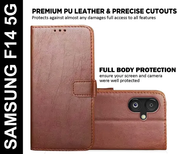 Brown_Artificial_Leather_Samsung_F14_5G_Back_Cover
