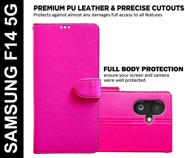Pink_Artificial_Leather_Samsung_F14_5G_Back_Cover