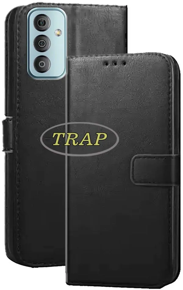 Black_Artificial_Leather_Samsung_F23_5G_Back_Cover
