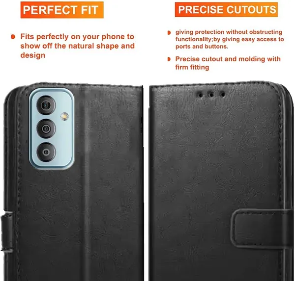 Black_Artificial_Leather_Samsung_F23_5G_Back_Cover