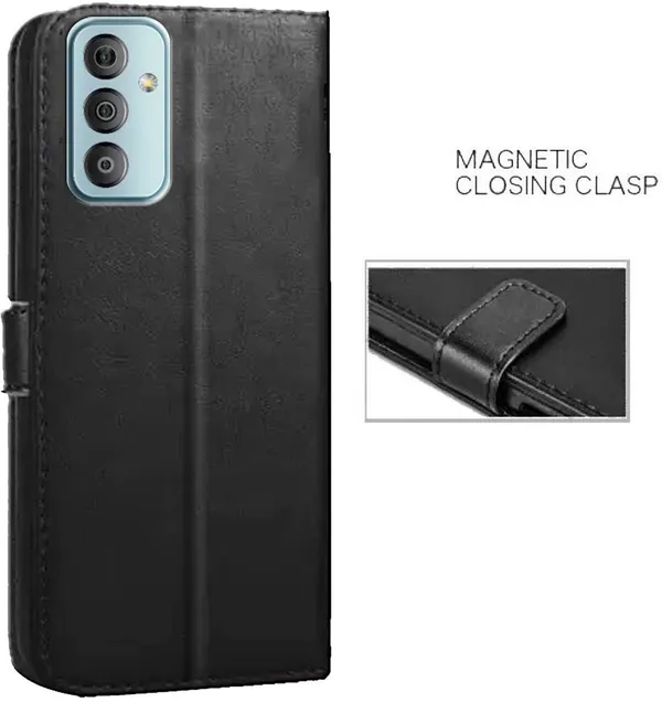 Black_Artificial_Leather_Samsung_F23_5G_Back_Cover