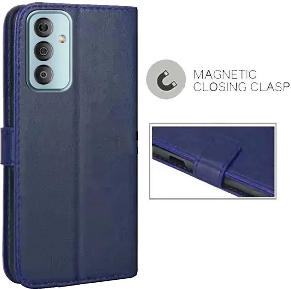 Blue_Artificial_Leather_Samsung_F23_5G_Back_Cover