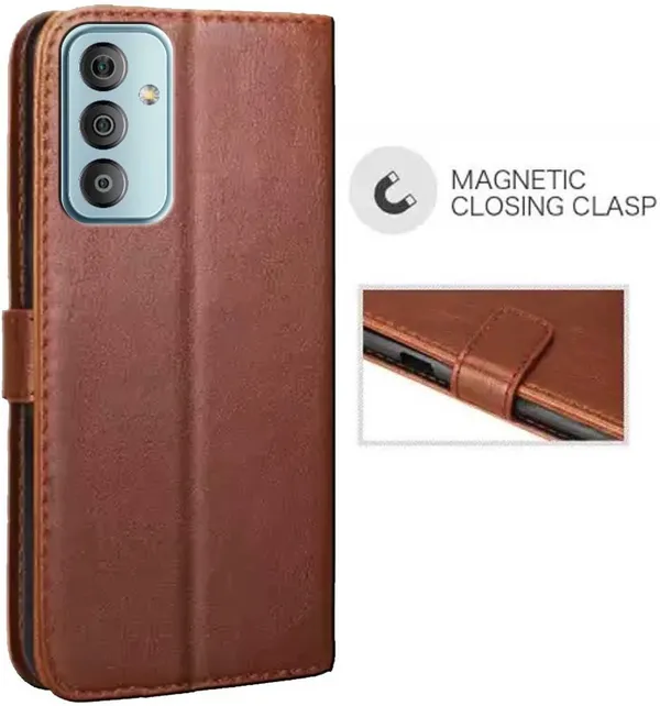Brown_Artificial_Leather_Samsung_F23_5G_Back_Cover