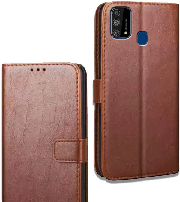 Brown_Leather_Samsung_Galaxy_F41_Flip_Cover