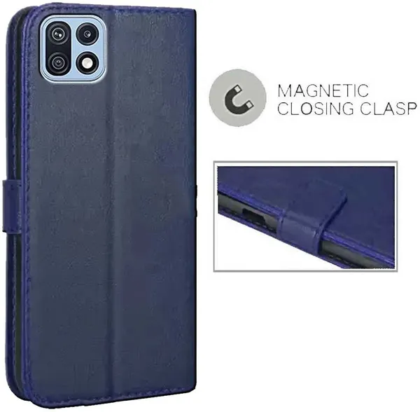 Blue_Artificial_Leather_Samsung_Galaxy_F42_5G_Back_Cover