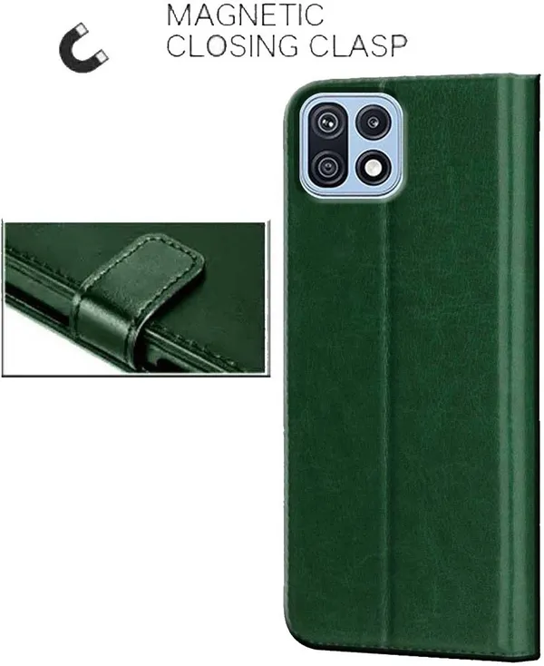 Green_Artificial_Leather_Samsung_Galaxy_F42_5G_Back_Cover