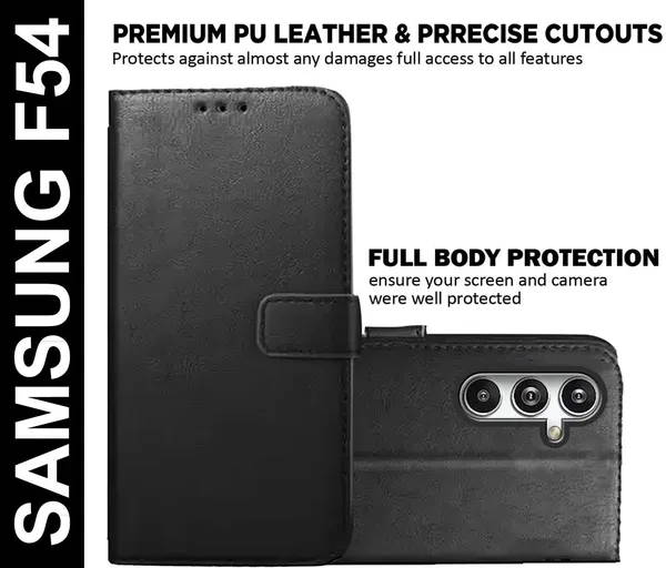 Black_Artificial_Leather_Samsung_F54_Flip_Cover