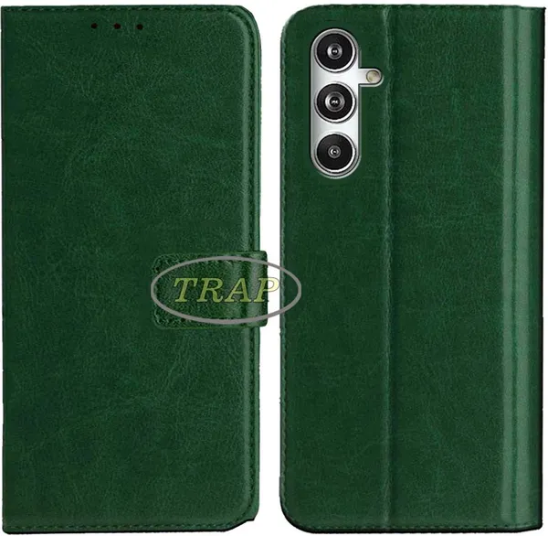 Green_Artificial_Leather_Samsung_F54_Flip_Cover