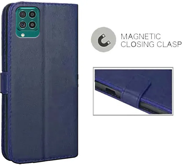 Blue_Artificial_Leather_Samsung_Galaxy_F62_Flip_Cover