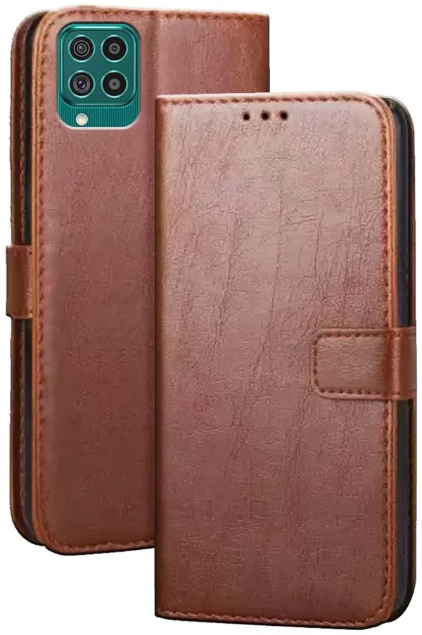 Brown_Artificial_Leather_Samsung_Galaxy_F62_Flip_Cover