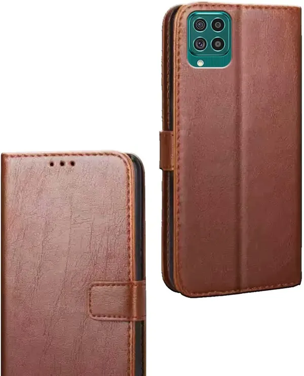Brown_Artificial_Leather_Samsung_Galaxy_F62_Flip_Cover
