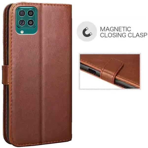 Brown_Artificial_Leather_Samsung_Galaxy_F62_Flip_Cover