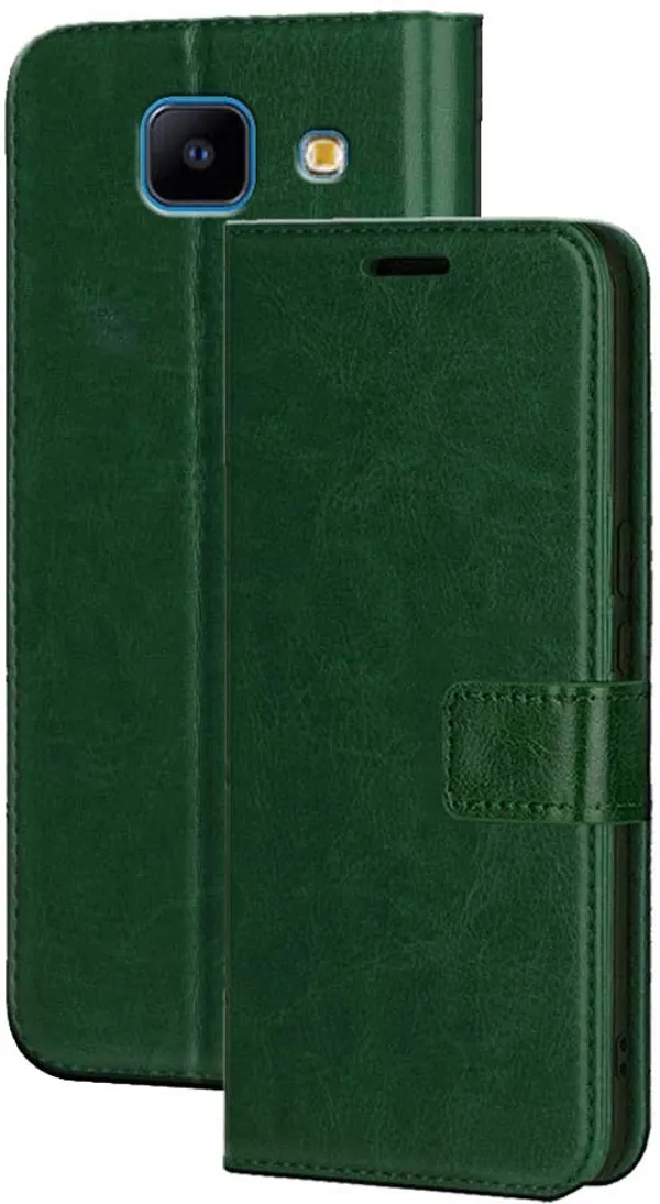 Green_Artificial_Leather_Samsung_Galaxy_J4_Core_Flip_Cover