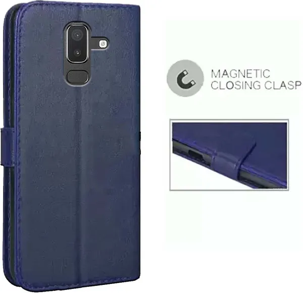 Blue_Artificial_Leather_Samsung_Galaxy_J8_Flip_Cover