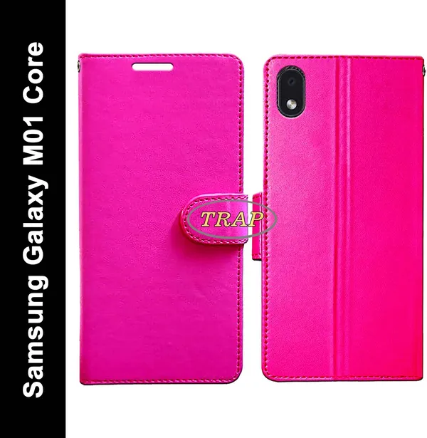 Pink_Artificial_Leather_Samsung_Galaxy_M01_Core_Back_Cover
