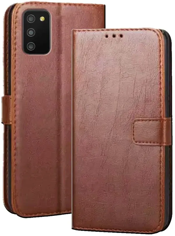 Brown_Artificial_Leather_Samsung_Galaxy_M02S_Flip_Cover