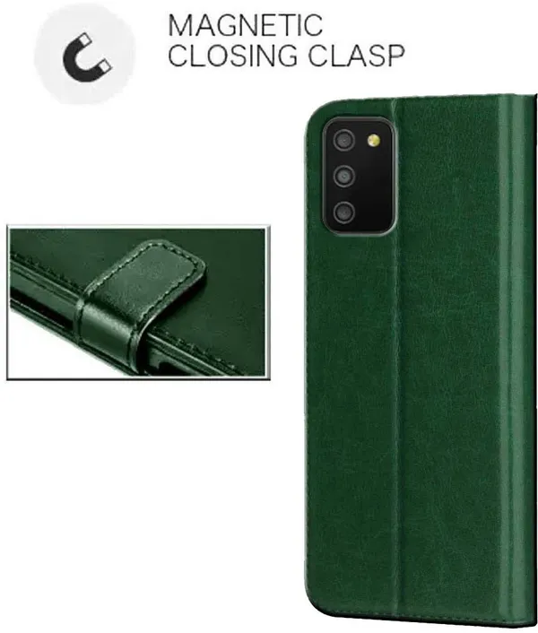 Green_Artificial_Leather_Samsung_Galaxy_M02S_Flip_Cover