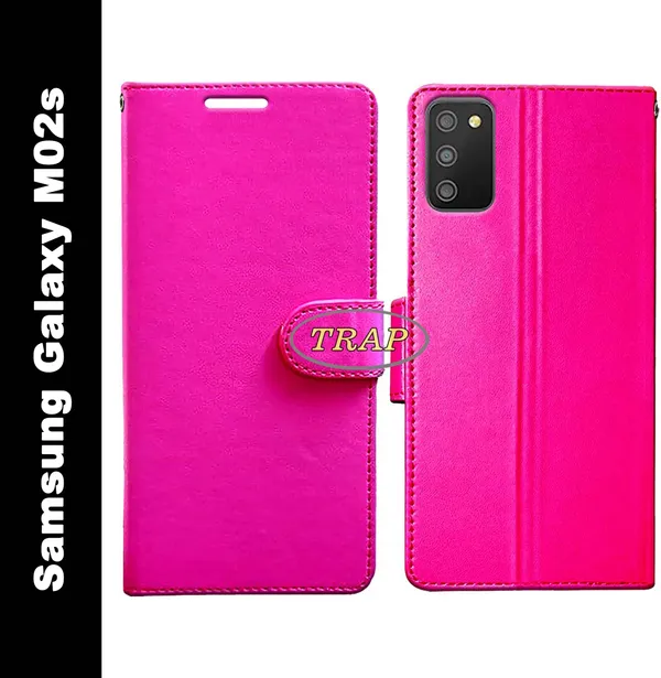 Pink_Artificial_Leather_Samsung_Galaxy_M02S_Back_Cover