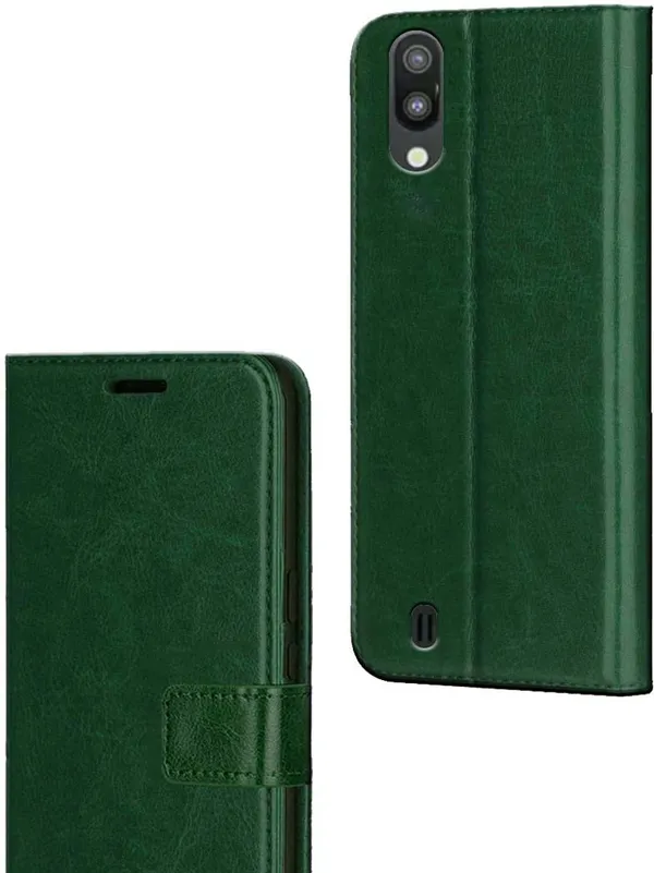 Green_Artificial_Leather_Samsung_Galaxy_M10_Flip_Cover