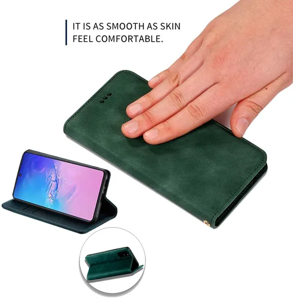Green_Artificial_Leather_Samsung_Galaxy_M10_Flip_Cover
